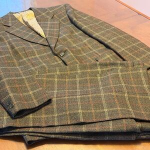 Shiffer Hillman for Holt Renfrew 36R 2pc Tweed Windowpane Suit Vintage